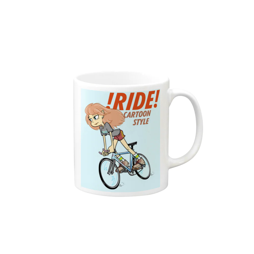 nidan-illustrationの!RIDE! (CARTOON STYLE) Mug :right side of the handle