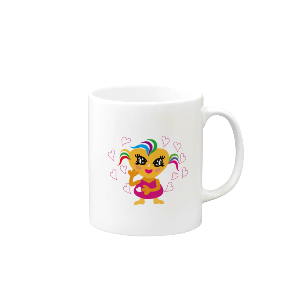 ジルトチッチのデザインボックスのビザコちゃんの愛が今日も止まらない Mug :right side of the handle