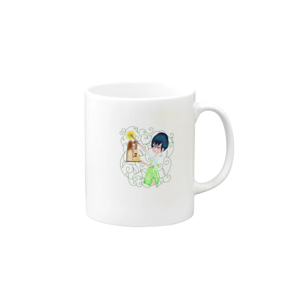 Once upon a timeのパン大好き Mug :right side of the handle