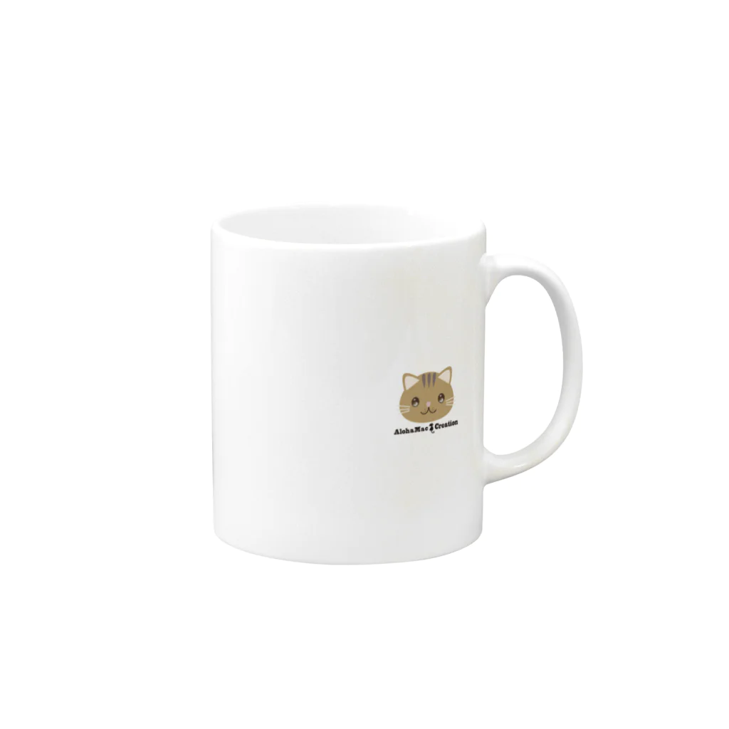 株式会社猫　（Aloha Mac Creation）のオリジナルニャンコ(majio店長顔だけVer) Mug :right side of the handle