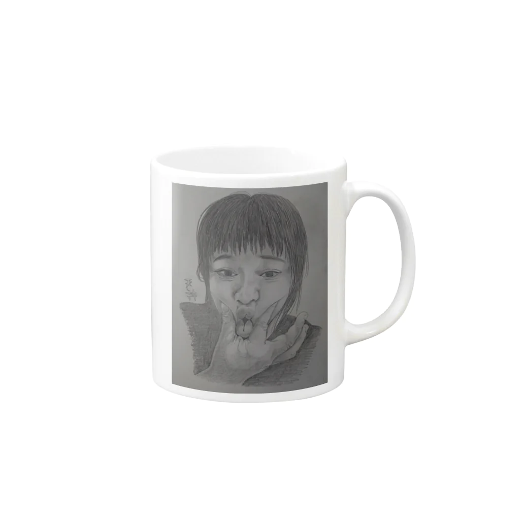 てんじん閲覧注意の天神変顔  ひよこ Mug :right side of the handle