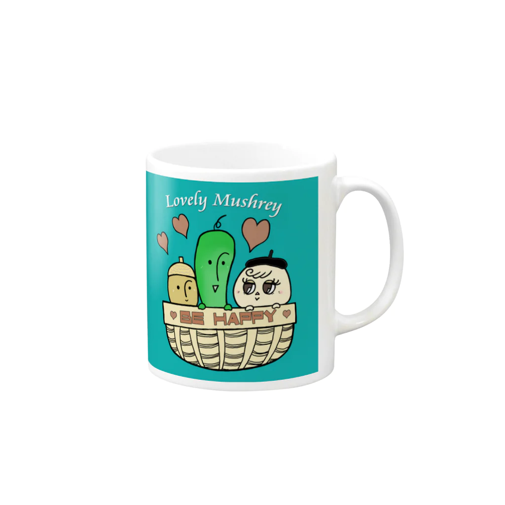 Estoy Feliz 　～ハッピーを毎日に～のLovely Mushrey: Be Happy Mug :right side of the handle