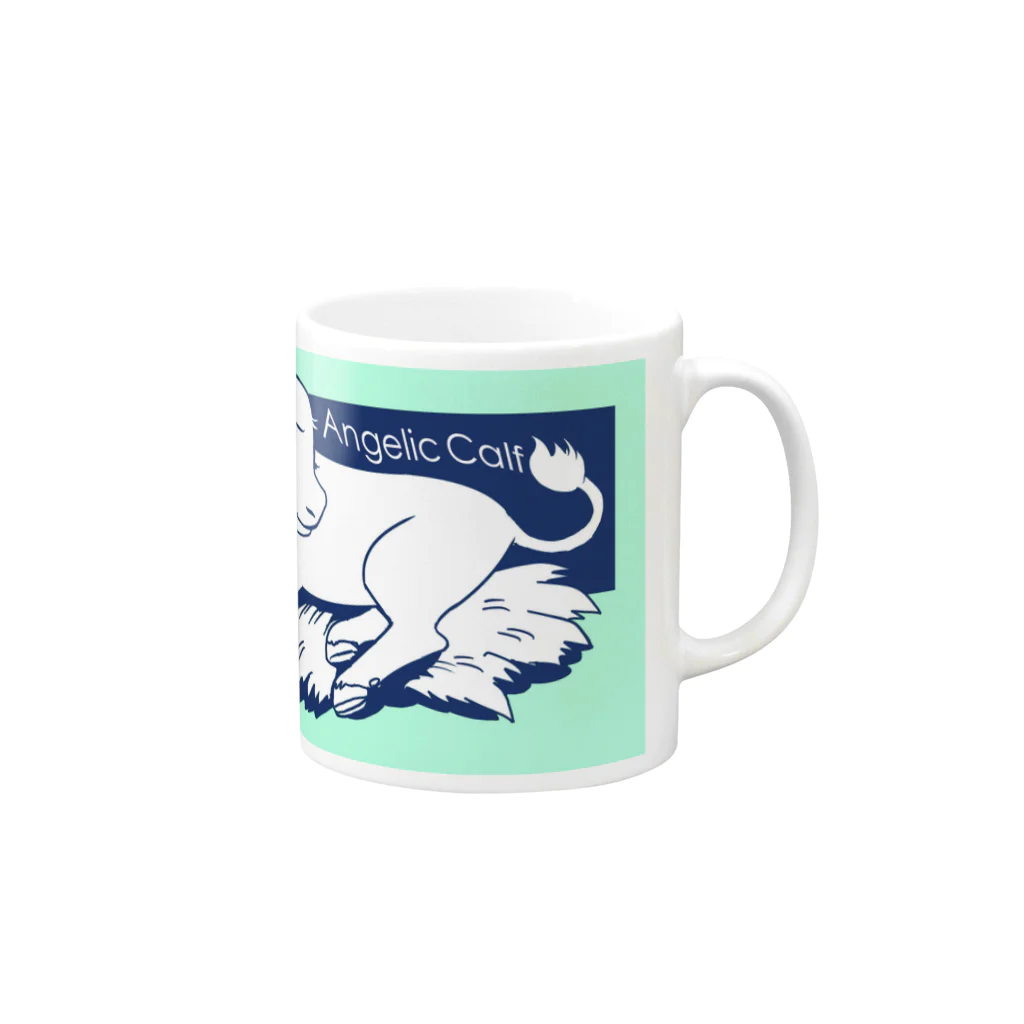 うしちゃんグッズのAngelic Calf　ブルー Mug :right side of the handle