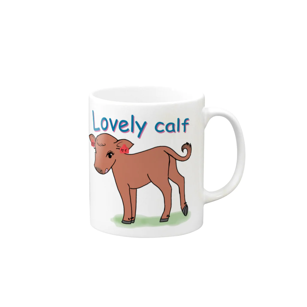 うしちゃんグッズのLovely Calf マグカップの取っ手の右面