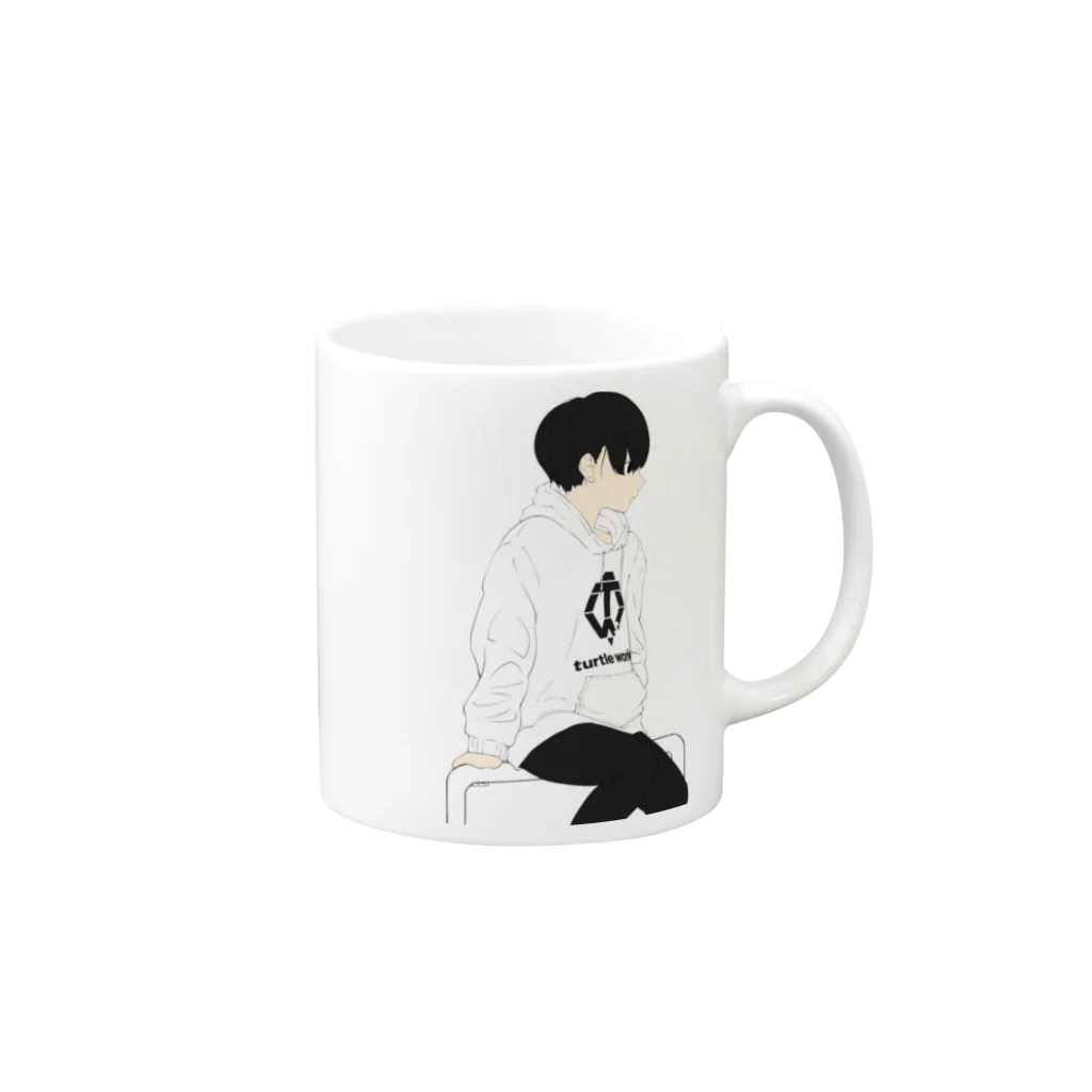 つゆけんのショップのTWsパーカーの女の子 Mug :right side of the handle