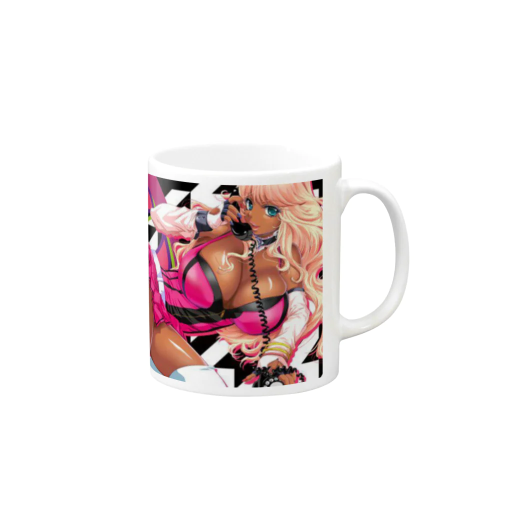 booty callの『She is naughty』 －call me.－／black Mug :right side of the handle