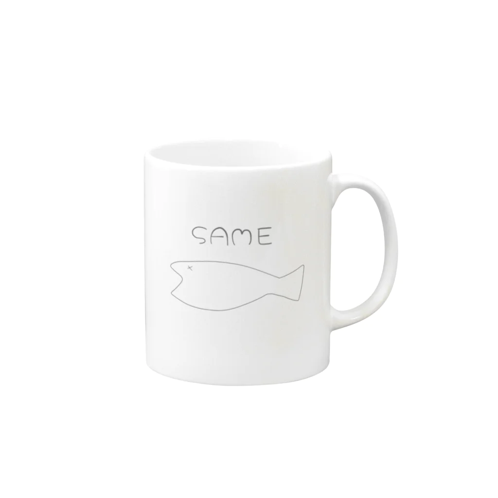SAMENEKOのしんでるSAME Mug :right side of the handle