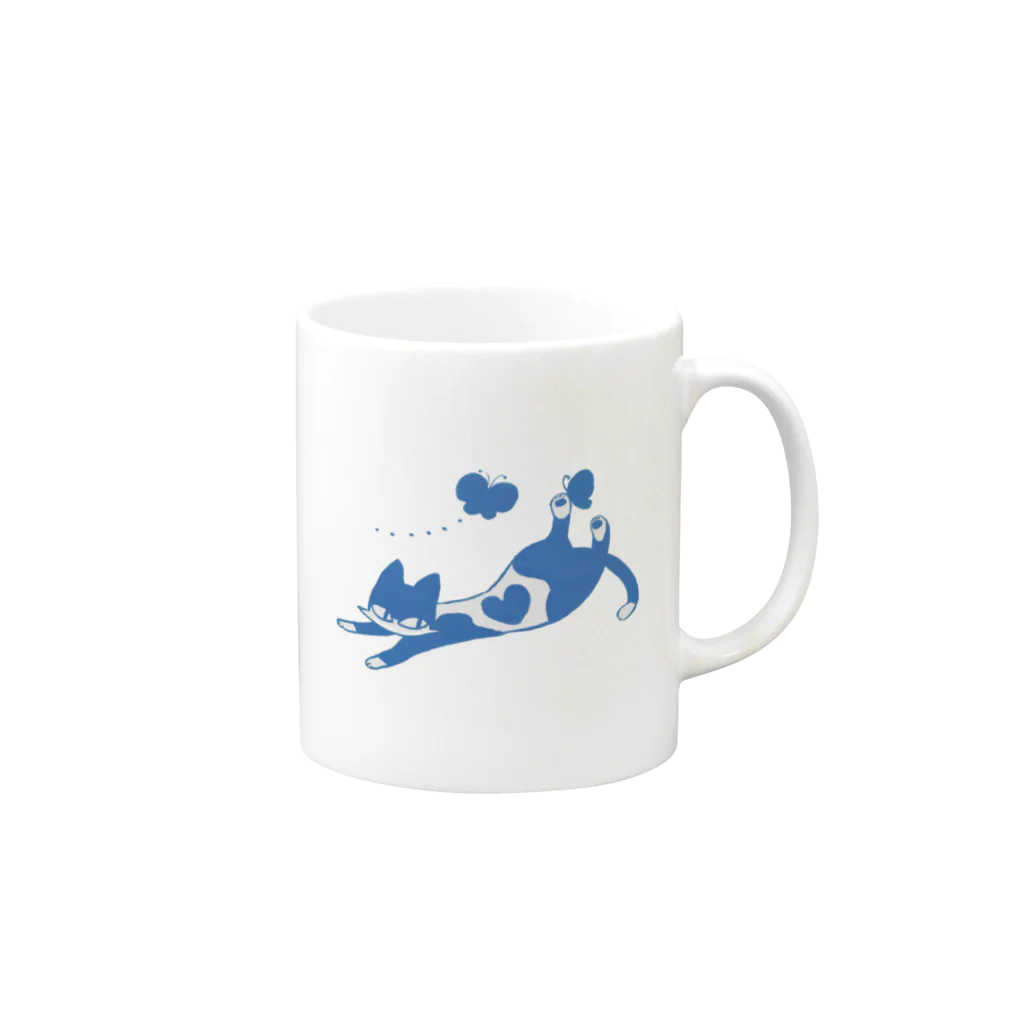 Tourney Juneの寝そべりハートねこ Mug :right side of the handle