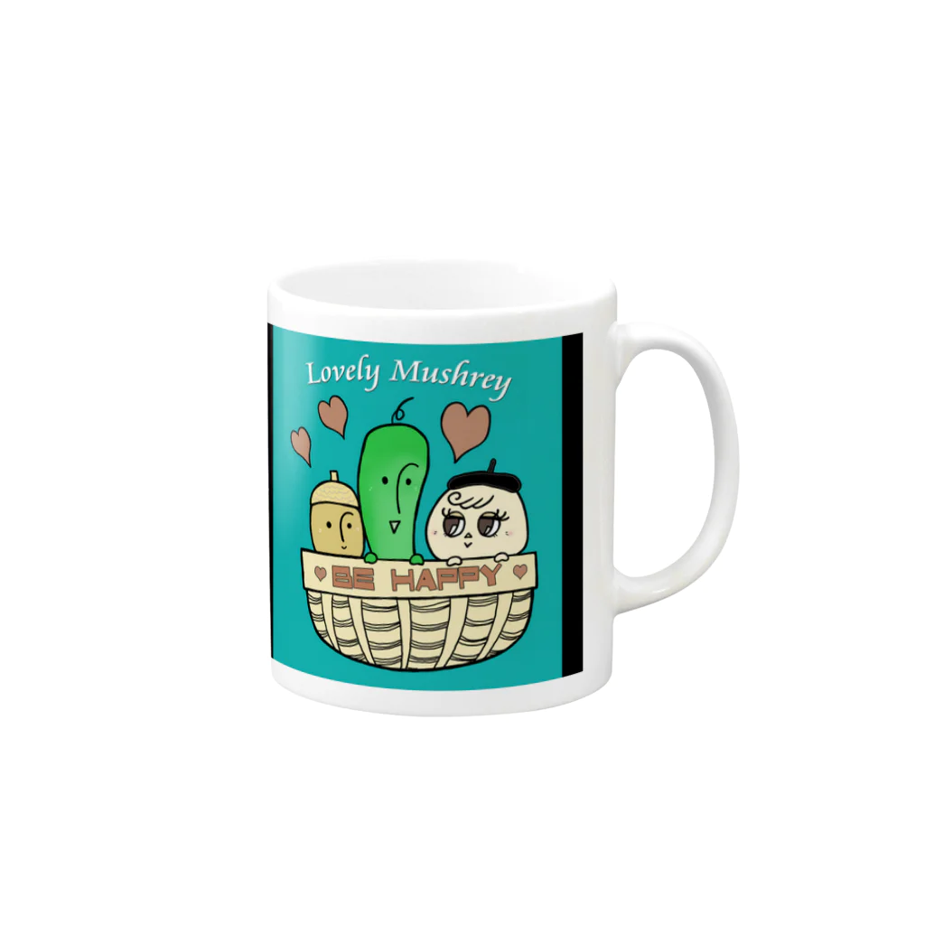 Estoy Feliz 　～ハッピーを毎日に～のLovely Mushrey : Be happy2 Mug :right side of the handle