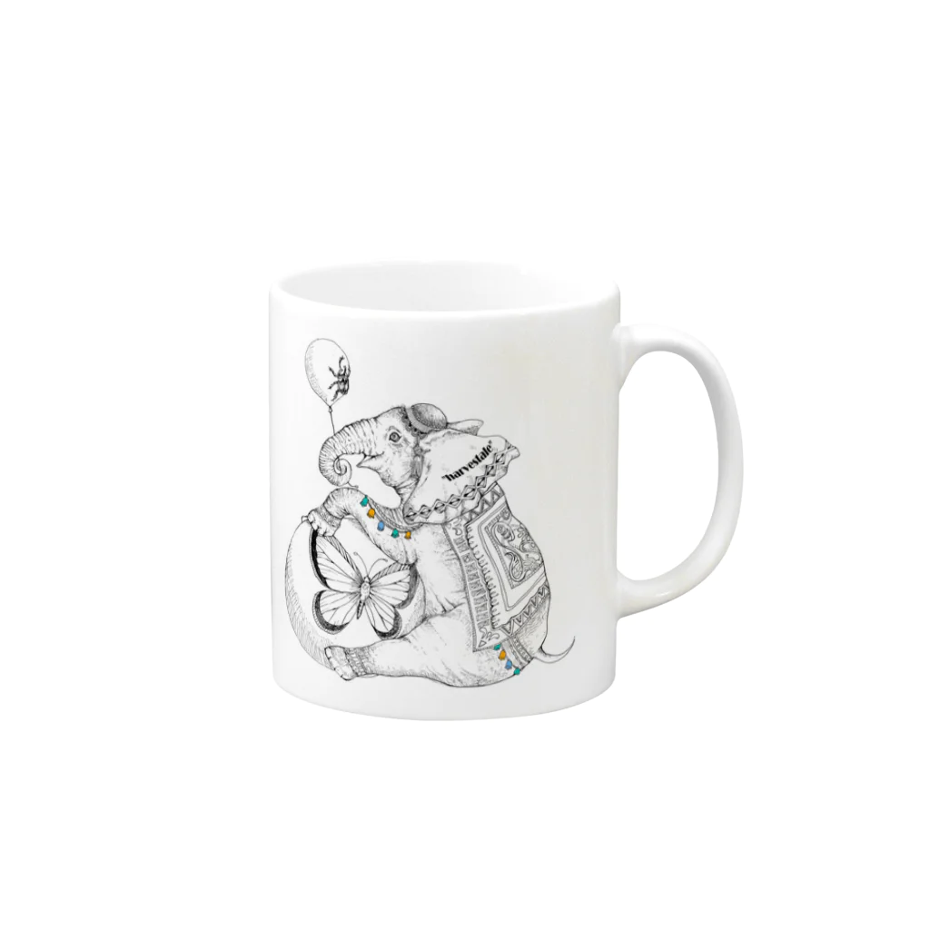 "harvestale"のelephant #1  Mug :right side of the handle