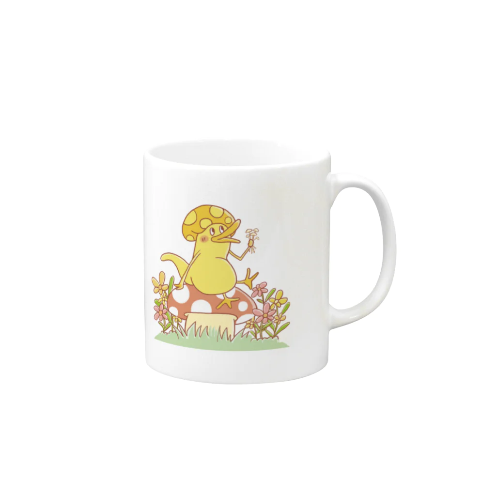 ソコソコワークスのキノコだばしくん Mug :right side of the handle