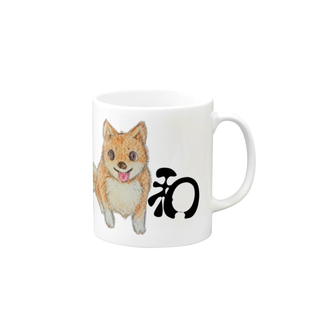 あんるーずの日本の和犬！芝ちゃん Mug :right side of the handle