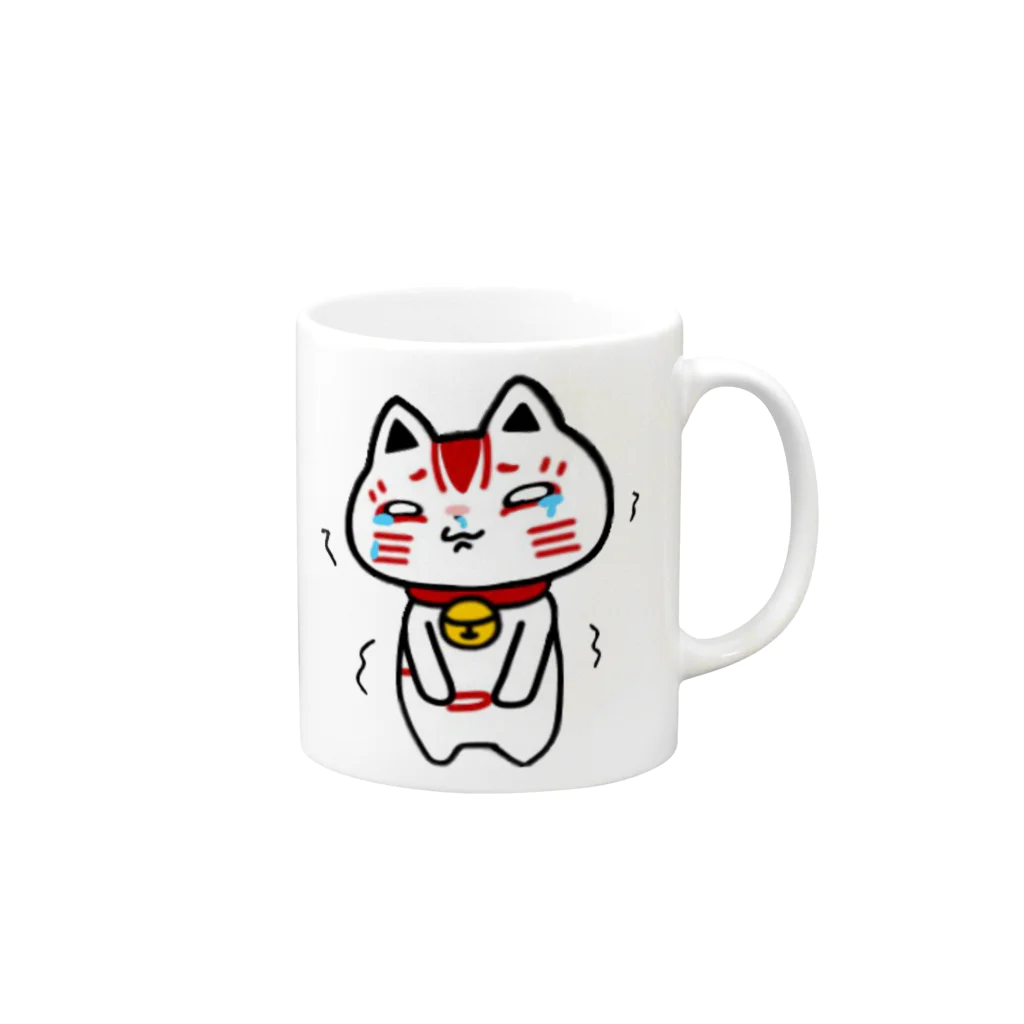 猫面飾屋　SUZURI店のぐすんタマ吉 Mug :right side of the handle