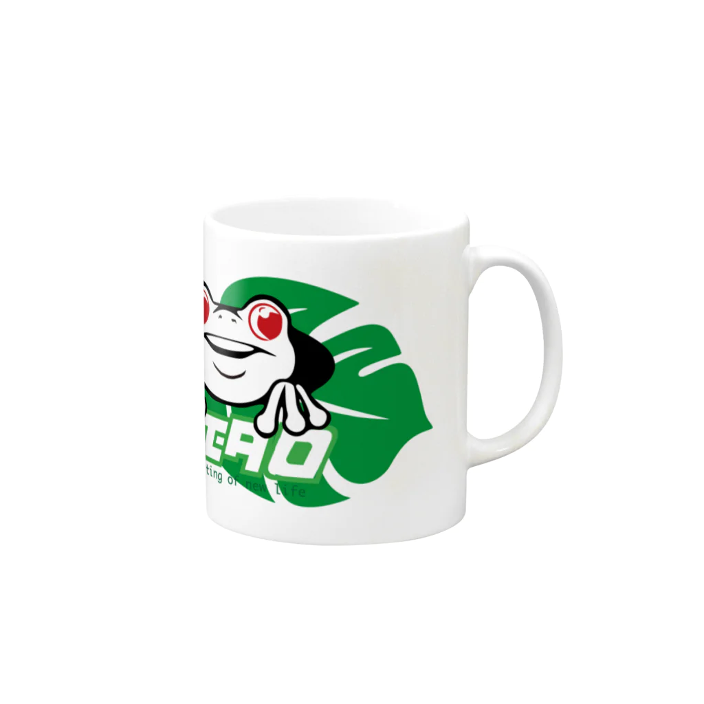 TRIBUDDHAのカエタロ＿ロゴ Mug :right side of the handle