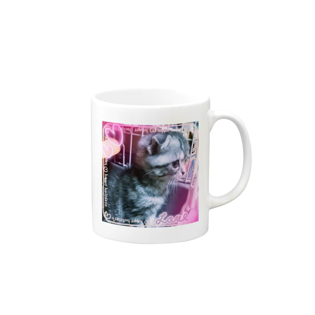 ポロ銀ファクトリー(ФωФ)withきなこの＊猫シリーズ＊瞳の先には… Mug :right side of the handle