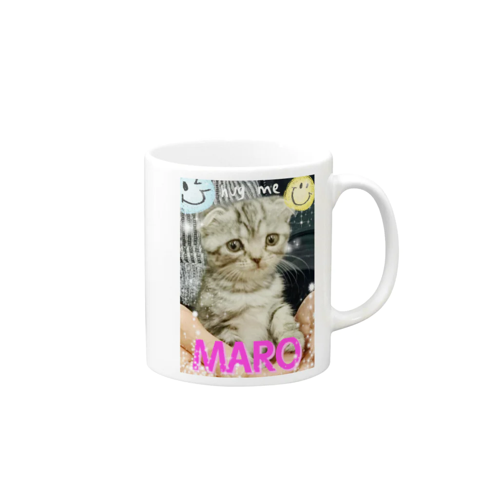 ポロ銀ファクトリー(ФωФ)withきなこの＊猫シリーズ＊マロマロとの出会い✨ Mug :right side of the handle