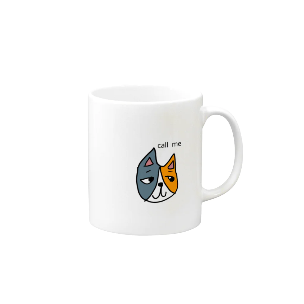 【call  me】のみみ猫 Mug :right side of the handle