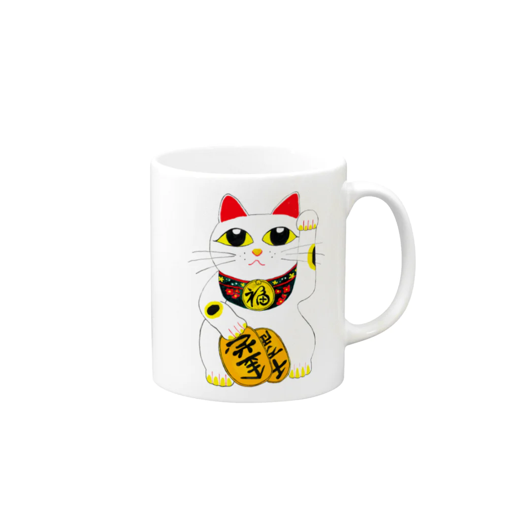 JIBARIMA雑貨の招き猫A１ マグカップの取っ手の右面