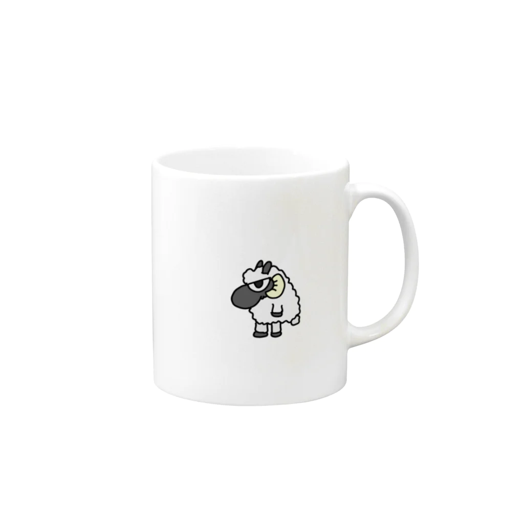 【ドット絵】ネコブレ商店の目付き悪い羊 Mug :right side of the handle