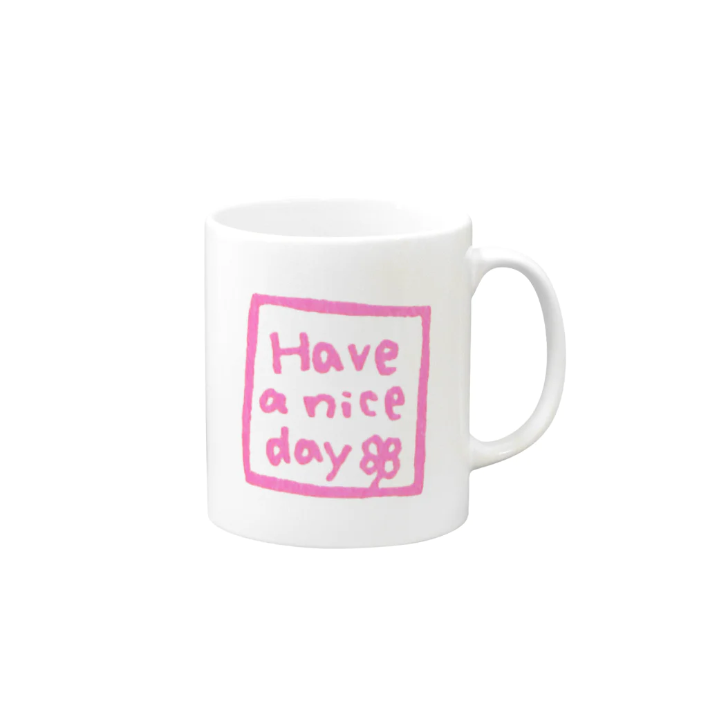 和玄堂suzuri店のHave a nice day（ピンク） Mug :right side of the handle