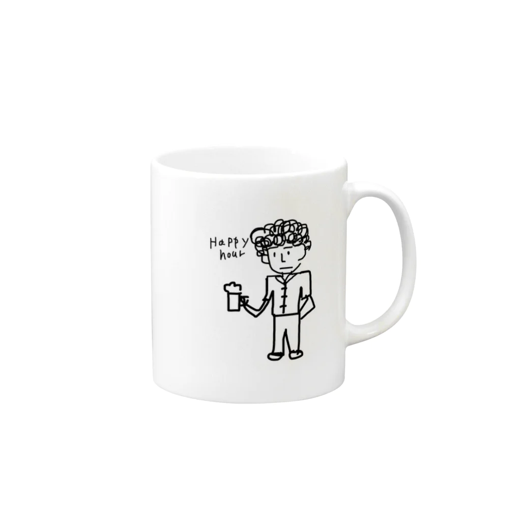  moji☆のビール くるくるおじさん Mug :right side of the handle