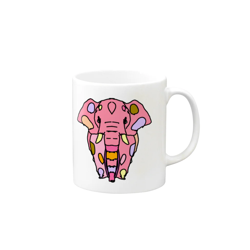 Full of vitality　(フル　オブ　バイタリティ)のElephant☆PINK　(ピンク色の象)　Full of vitality　(フル　オブ　バイタリティ) Mug :right side of the handle