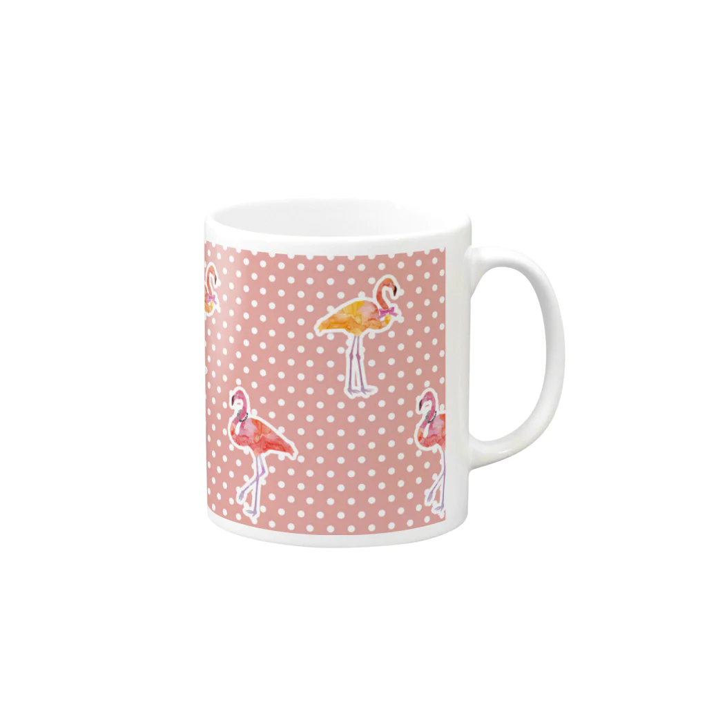 Ellieのフラミンゴとカフェタイム Mug :right side of the handle