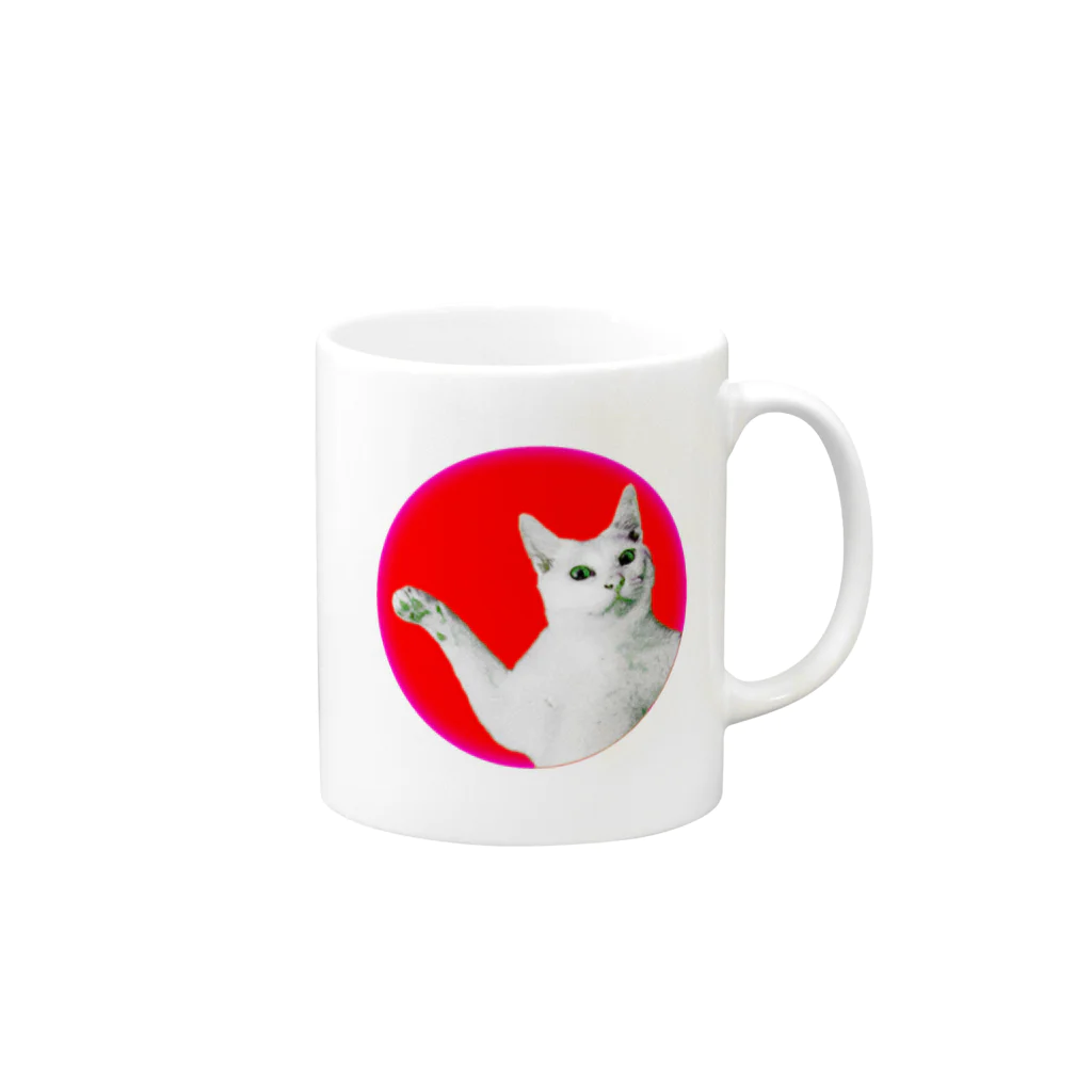 ねこだいすきばばあのHINOMARU NEKO Mug :right side of the handle