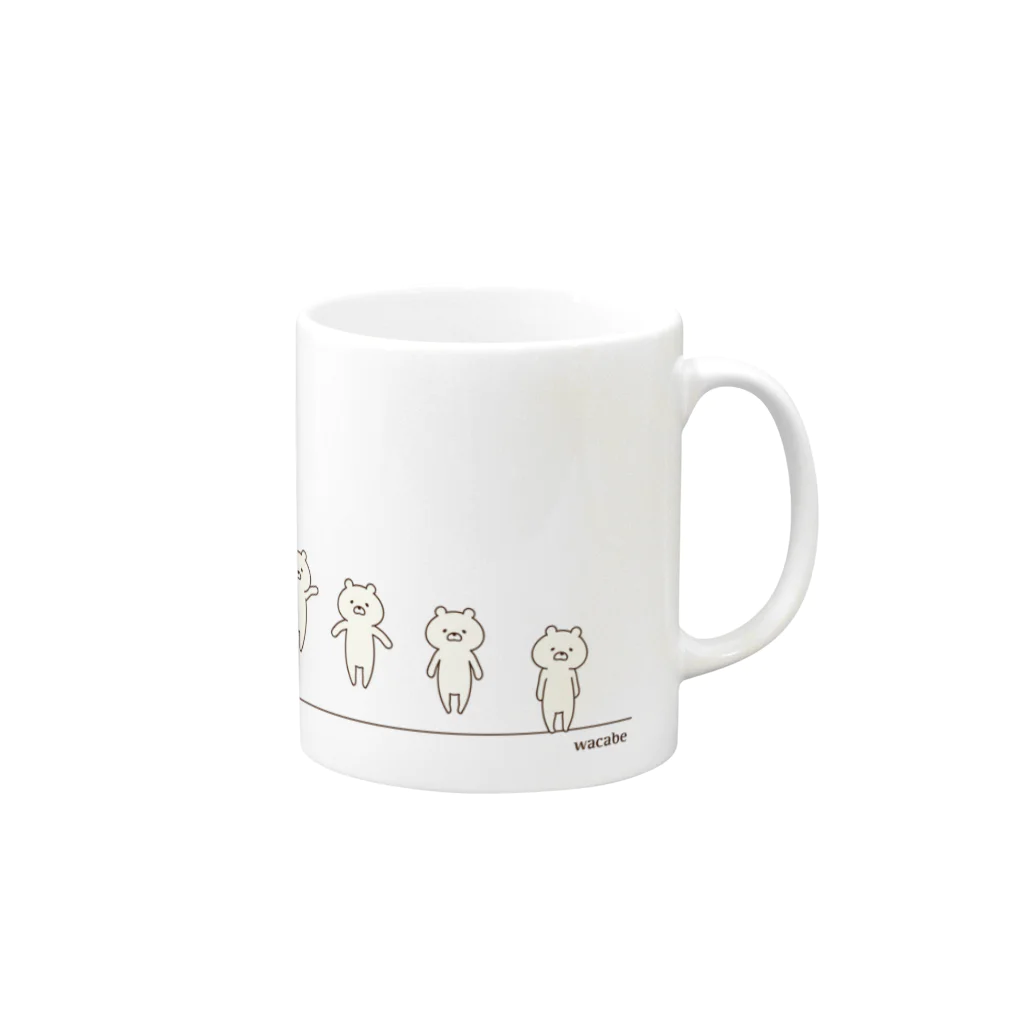 wacabeのjumping しろくまくま Mug :right side of the handle