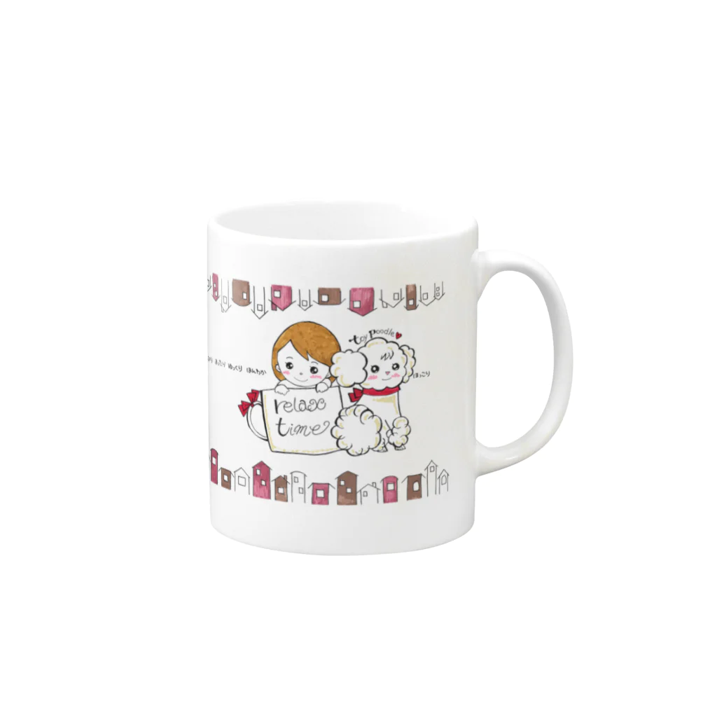 あこぷちのなかよしトイプードル ほわいと Mug :right side of the handle