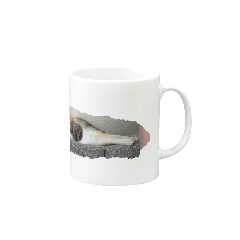 斜め上支店の棒猫 - the straight cat - Mug :right side of the handle