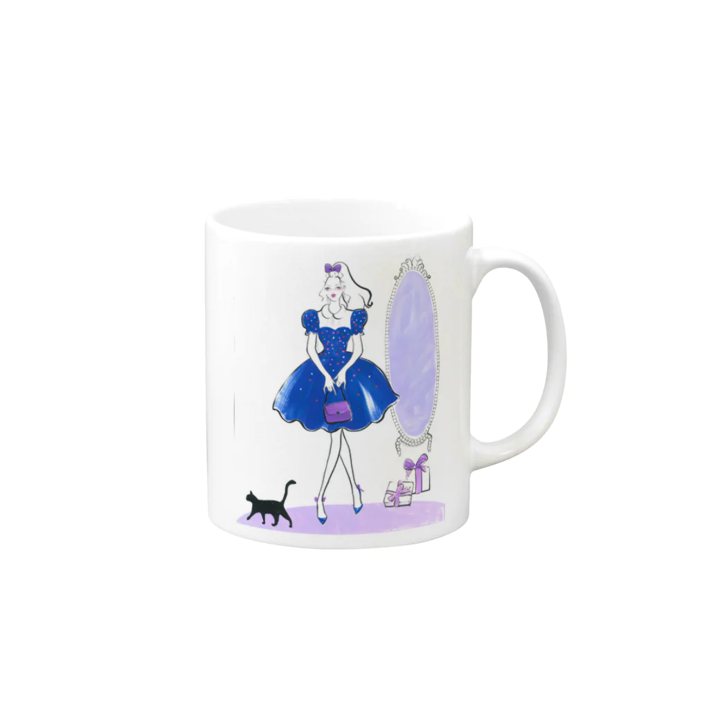 Jojo Yan | A Fashion Illustratorの次のデートはかわいめに～ Mug :right side of the handle