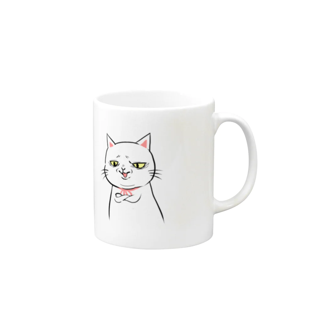 アキラＳＨＯＰのムカつく顔の猫 Mug :right side of the handle