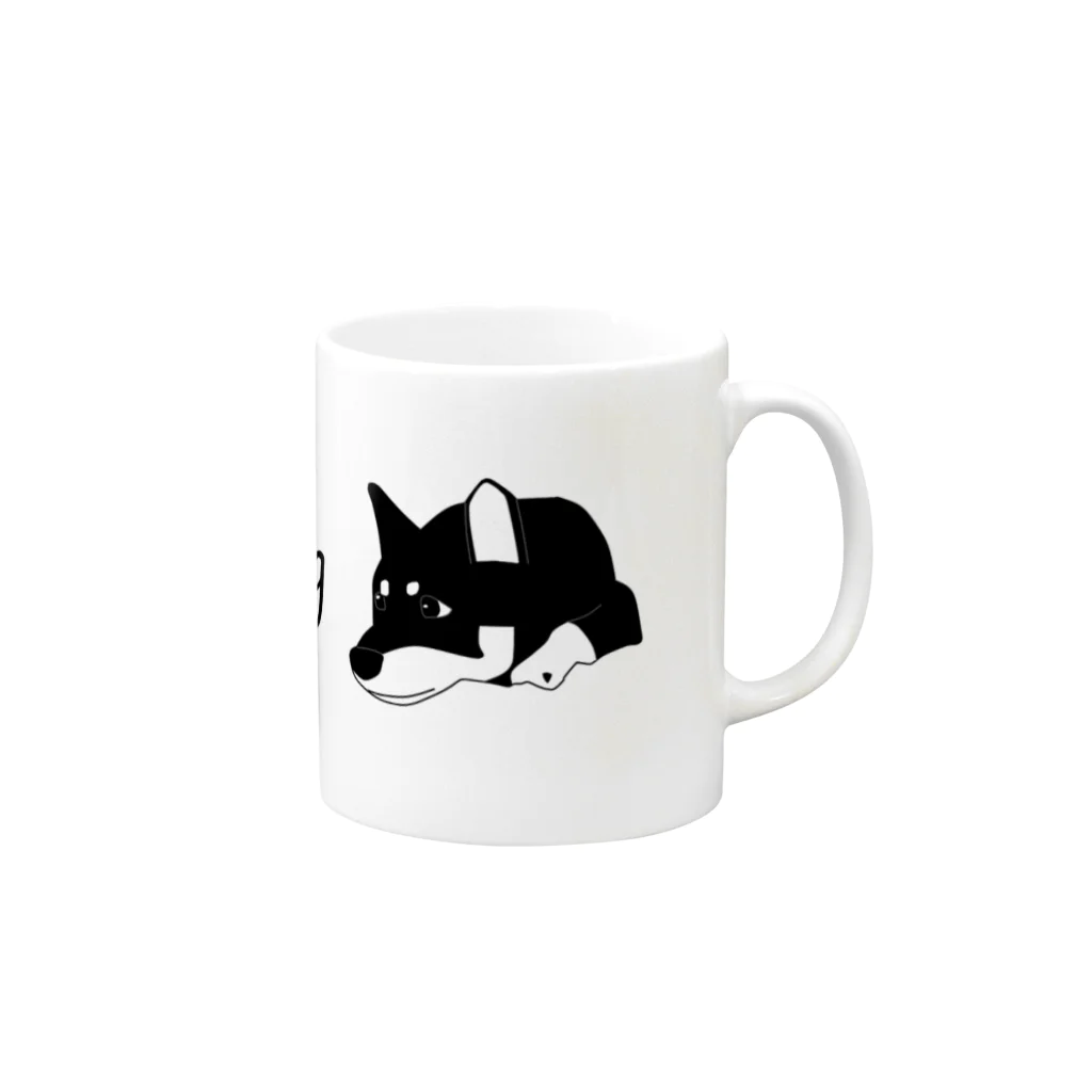 Petan Dogのペタンする黒の柴犬　(横) Mug :right side of the handle