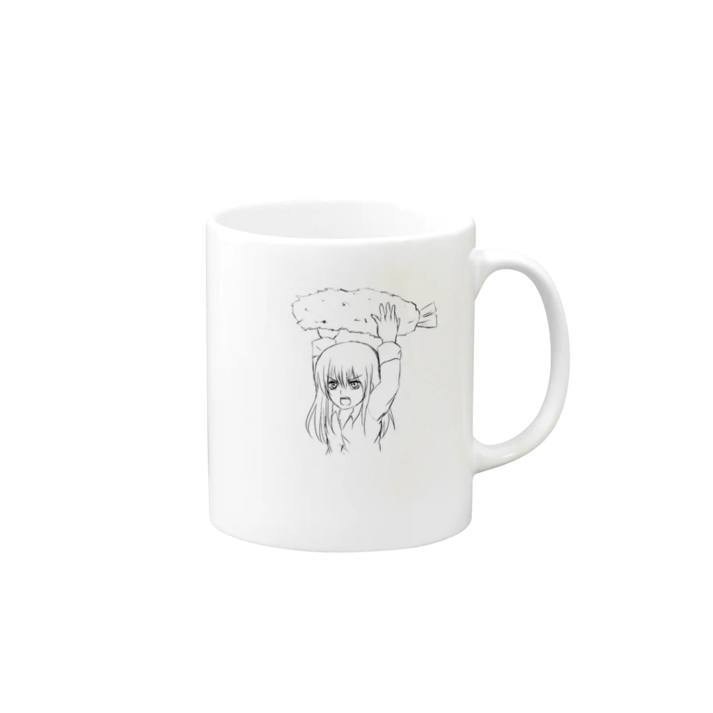 苺実るく*セウトゾーンのえびふらいぶつけてくる男の子 Mug :right side of the handle