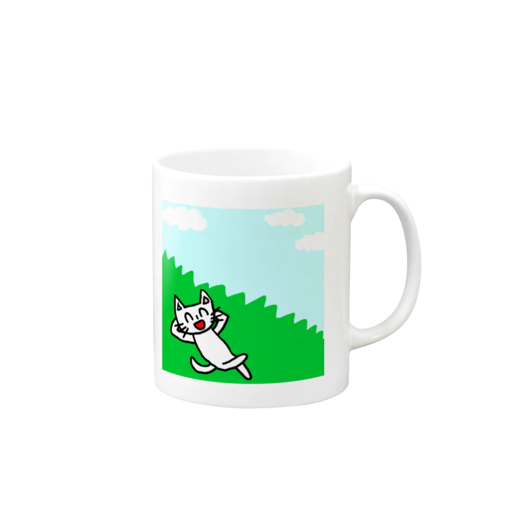 フセサクの不正なネコのお昼寝タイム Mug :right side of the handle