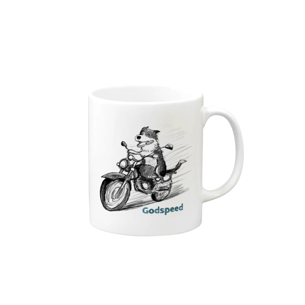 ゆるたろう工房のバイク乗りの犬 Mug :right side of the handle