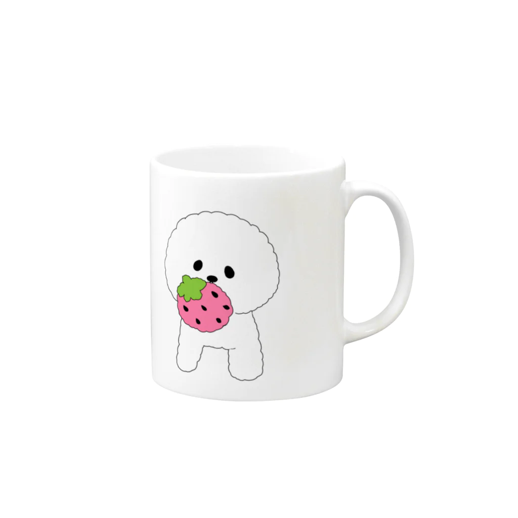 しょうゆごはんのビションフリーゼ いちごのぬいぐるみ Mug :right side of the handle