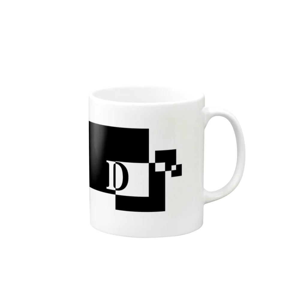 シンプルデザイン：Ｔシャツ・パーカー・スマートフォンケース・トートバッグ・マグカップのシンプルデザインアルファベットD Mug :right side of the handle