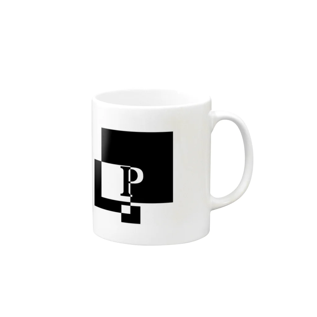 シンプルデザイン：Ｔシャツ・パーカー・スマートフォンケース・トートバッグ・マグカップのシンプルデザインアルファベットP Mug :right side of the handle