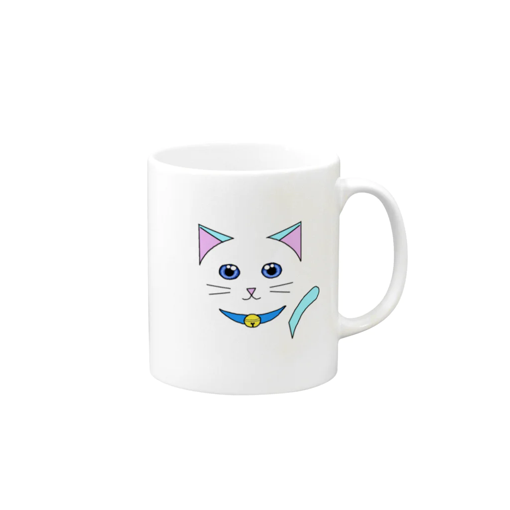 😸にゃんこのおへや😺の💙青ねこくん💙 Mug :right side of the handle