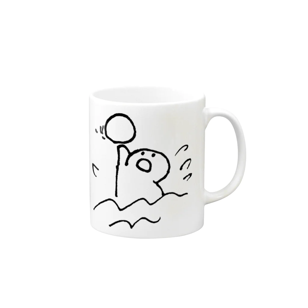 てがきですの屋さんの水球！丸さん Mug :right side of the handle