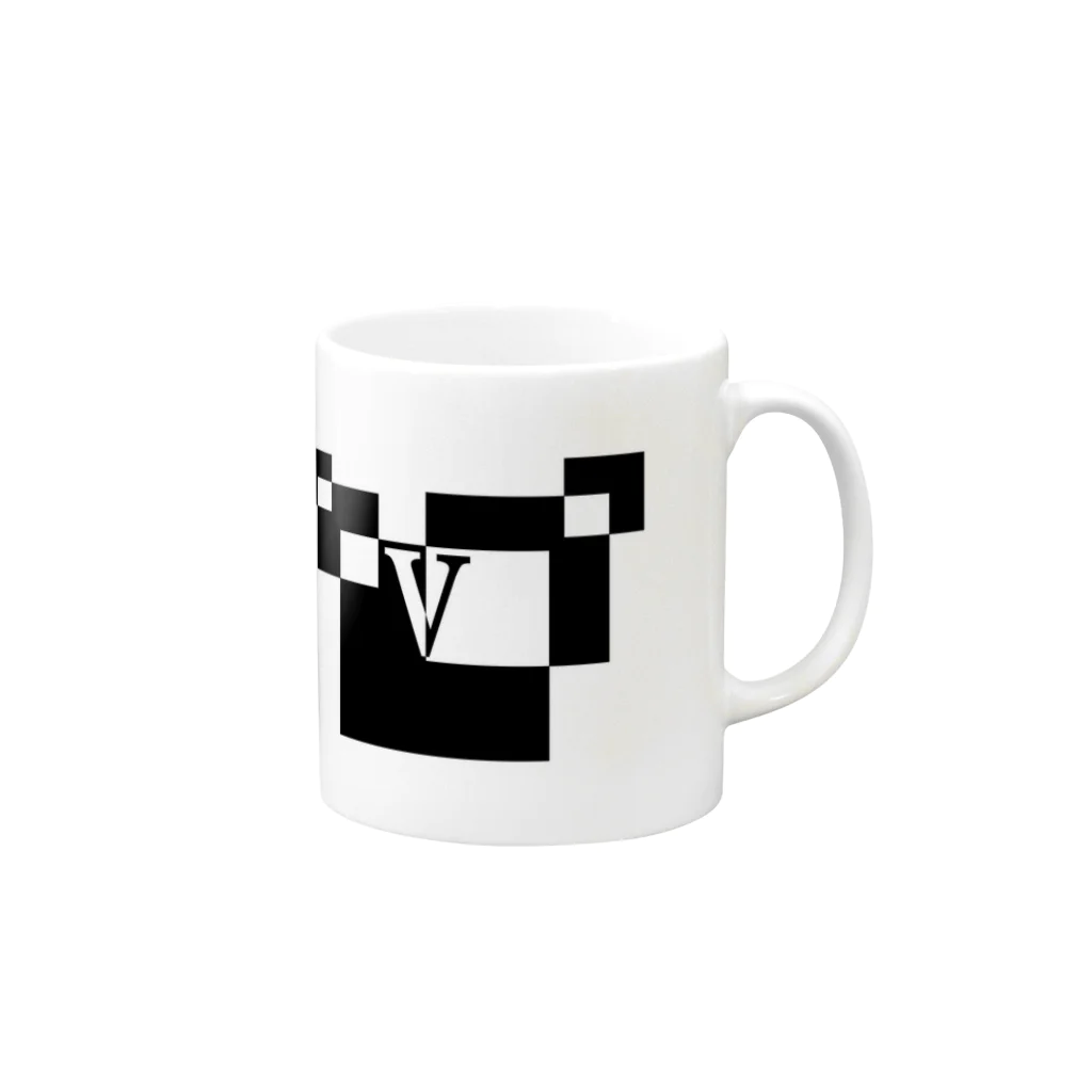 シンプルデザイン：Ｔシャツ・パーカー・スマートフォンケース・トートバッグ・マグカップのシンプルデザインアルファベットV Mug :right side of the handle