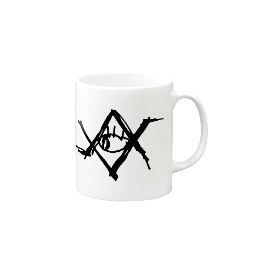 秘密結社の【秘密結社】ロゴBlack Mug :right side of the handle