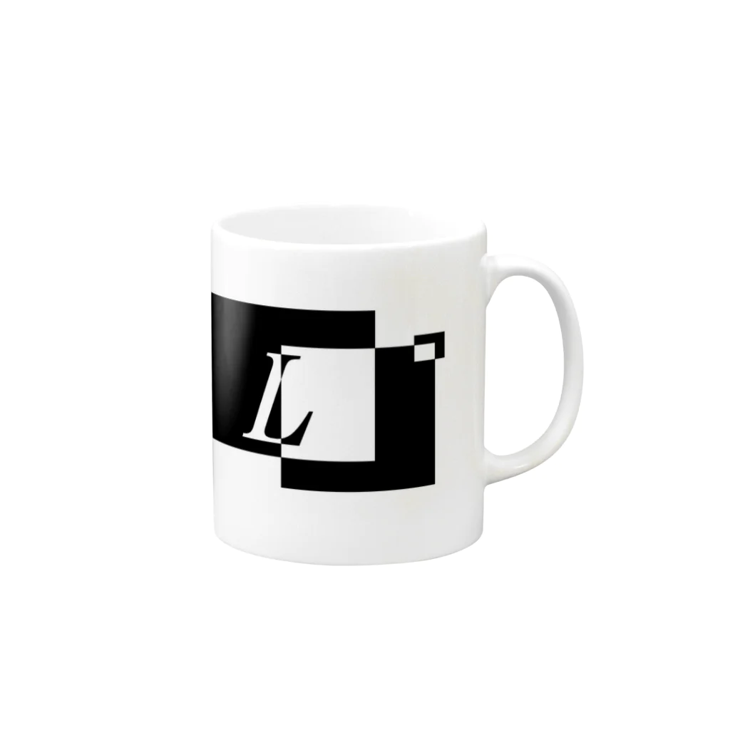 シンプルデザイン：Ｔシャツ・パーカー・スマートフォンケース・トートバッグ・マグカップのシンプルデザインアルファベットL Mug :right side of the handle