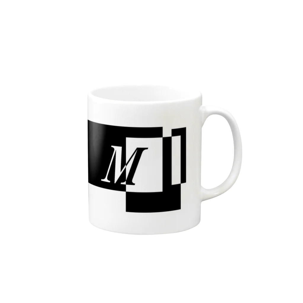 シンプルデザイン：Ｔシャツ・パーカー・スマートフォンケース・トートバッグ・マグカップのシンプルデザインアルファベットM Mug :right side of the handle