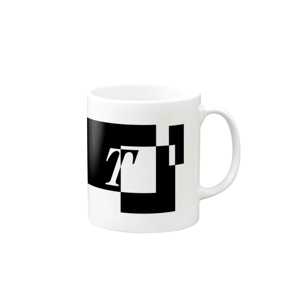 シンプルデザイン：Ｔシャツ・パーカー・スマートフォンケース・トートバッグ・マグカップのシンプルデザインアルファベットT Mug :right side of the handle