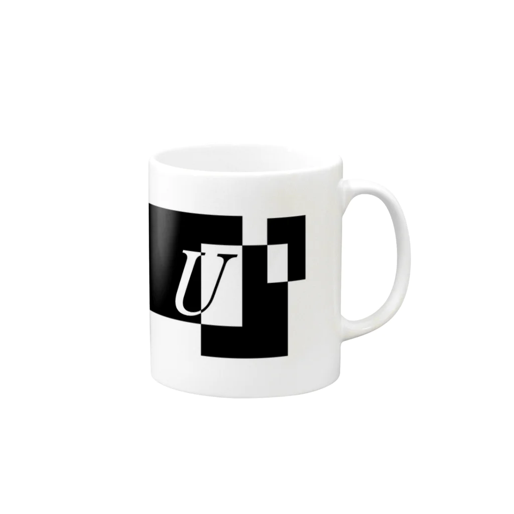シンプルデザイン：Ｔシャツ・パーカー・スマートフォンケース・トートバッグ・マグカップのシンプルデザインアルファベットU Mug :right side of the handle