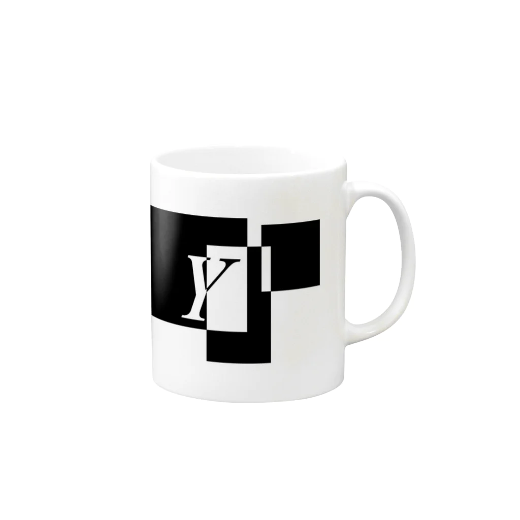 シンプルデザイン：Ｔシャツ・パーカー・スマートフォンケース・トートバッグ・マグカップのシンプルデザインアルファベットY Mug :right side of the handle