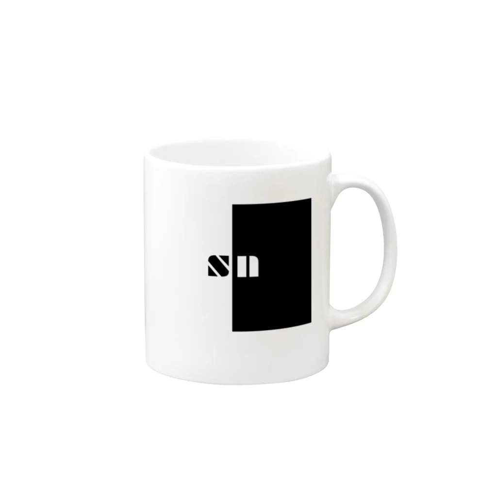 pamyのN極S極 モノトーン ［font:plaster］ Mug :right side of the handle